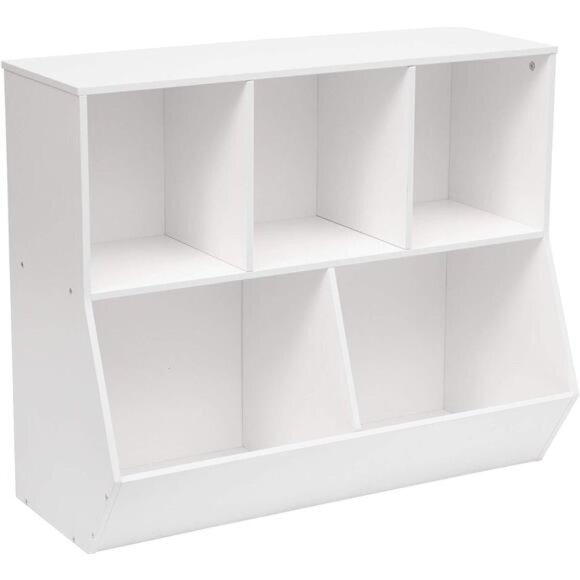 Kids Bookshelf Bookcase Footboard Toy Storage Cubby Children's Toy